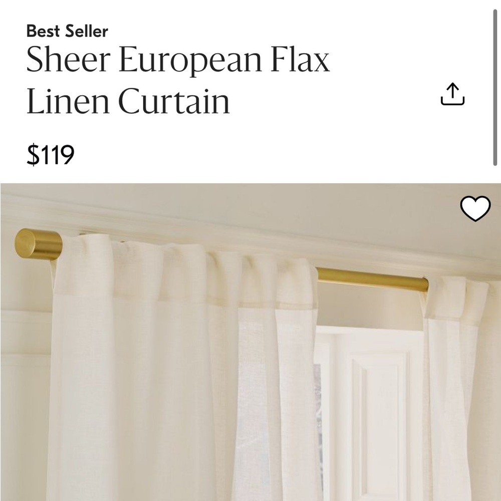 ❌SOLD ❌48x108 Sheer European Flax Linen Curtain (Alabaster)